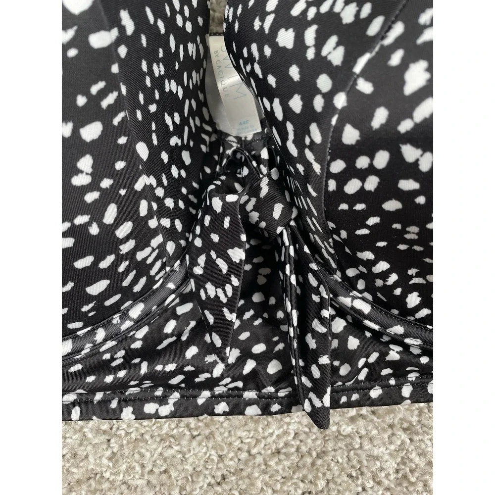 LANE BRYANT SWIM ANIMAL DOT LONGLINE UNDERWIRE BIKINI TOP SZ 44F NWT
